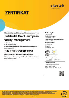 Zertifikat Putzteufel ISO 50001