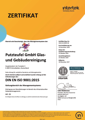 Zertifikat Putzteufel ISO 9001