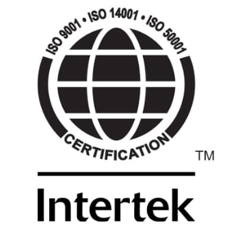 Intertek Logo mit ISO 9001, ISO 14001 und ISO 50001 Zertifizierung für Qualitäts- und Energiemanagement.